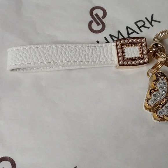 Leather Gold Rhinestone Perfume Bottle Butterfly Flower Bag Charm Handcrafted - Picture 6 of 11